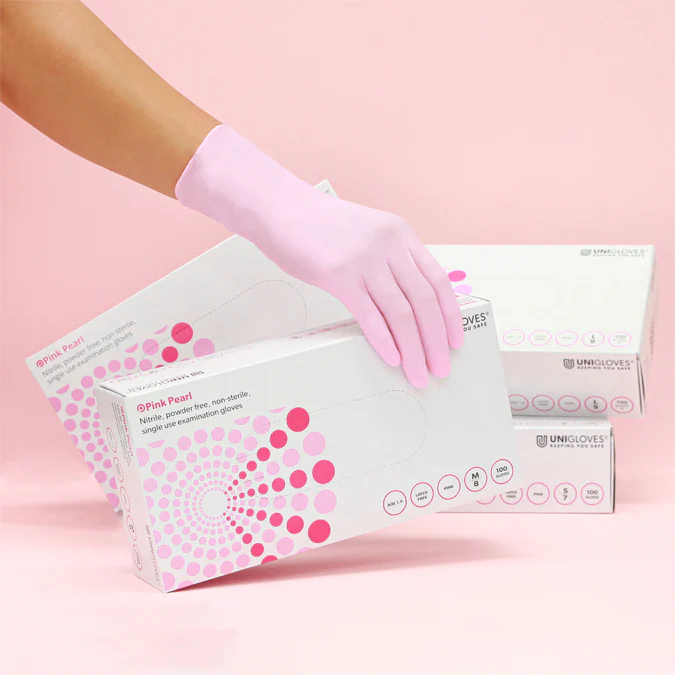 Pink Nitrile Gloves - Box of 100 - Image 3